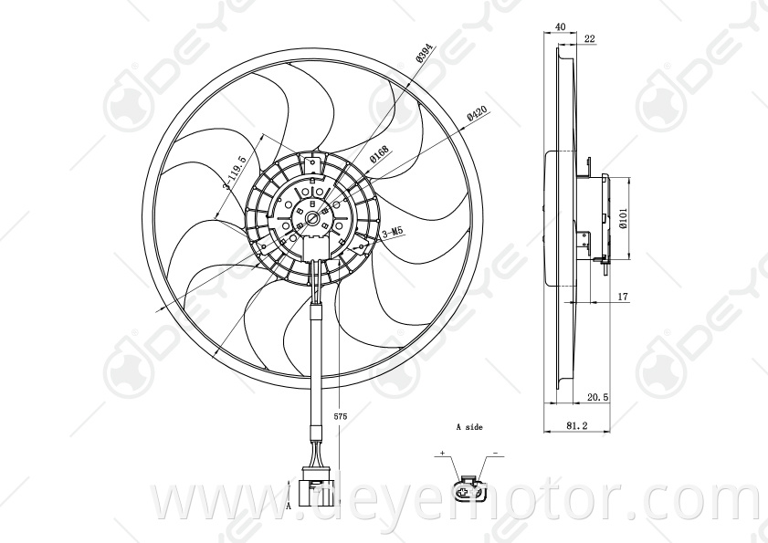 7H0959455A radiator cooling fan for VW MULTIVAN VW TRANSPORTER